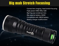 Lampe torche puissante à zoom 710 lumens, rechargeable 18650, en alliage d'aluminium, LED pour le camping avec fonctions Haute/Moyenne/Basse/Stroboscope/SOS