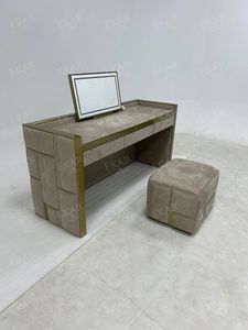 Ekar Furniture <strong>Victorian</strong> Marble <strong>Dressing</strong> <strong>Table</strong> with Standing Mirror Modern French Design for Bedroom Home or Hotel - Product Image 6