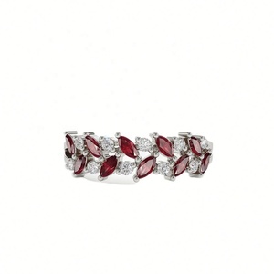 Luxury Dainty Two <b>Rows</b> Marquise Cut Zircon Rhodium Plated 925 Sterling Silver Wedding Casual Fine Jewelry Rings Women - Product Image 6