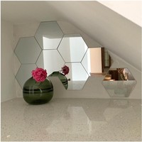 Vente en gros d'autocollants muraux en miroir hexagonal en acrylique 3D de grande taille autocollants muraux décoratifs 3D