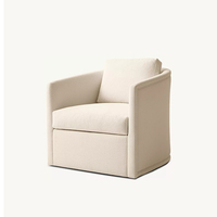 Fauteuil pivotant confortable en tissu crème, style moderne et minimaliste, dossier tonneau, fauteuil club de luxe, canapé individuel pour boutique et bureau