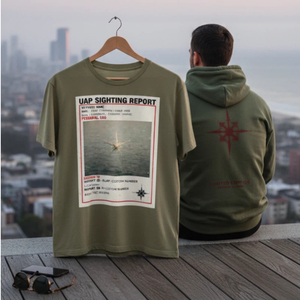 T-shirt à manches courtes pour homme sur mesure, vert olive, avec impression UFFO Top Secret, col rond décontracté, coupe régulière, en jersey de coton - Product Image 3