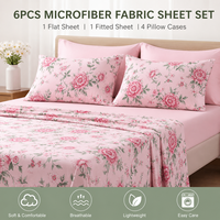 Ensemble de draps de lit en microfibre 100% écologique, design personnalisé, 6 pièces, taille King/Queen, motif floral géométrique rayé, hôtel, hôpital
