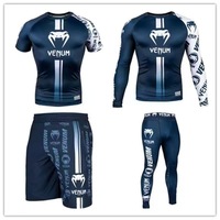 Combinaison d'entraînement pour hommes UFC Boxe Tenue serrée à séchage rapide Muay Thai Combat Venom Ensemble 4 pièces Gym Spandex/Polyester