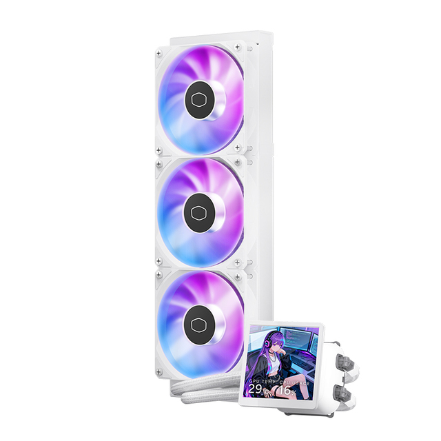 Cooler for B360 LCD 360mm AIO CPU Cooler with Aluminum Heatsink Fluid Bearing PWM Fan Speed Control Black/White