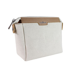 Trousse de maquillage en toile de coton avec fermeture éclair et poignée Trousse de toilette de voyage pour le rangement - Product Image 2