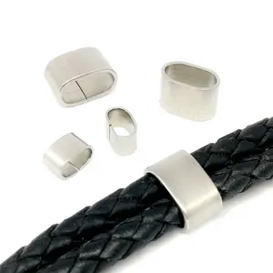 Flywu — Bracelet en cuir à bricoler soi-même, cordon en acier inoxydable, fabrication de décoration, entretoise coulissant, breloque, perles tubulaires, rectangulaires