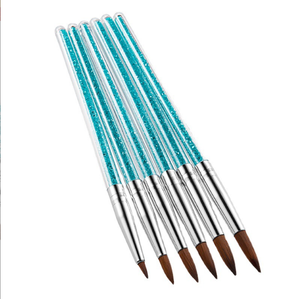 Pinceau à ongles professionnel en poils synthétiques doux avec manche diamanté pour manucure, outil de précision pour le nail art et le traçage fin en salon - Product Image 3