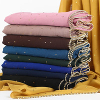 Vente en gros de foulards de couleur unie de haute qualité musulman Hijab foulard en mousseline de soie pour les femmes