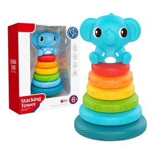 Jacko Toys Blocs de construction éducatifs en vinyle éléphant Ensemble de blocs de jouets pour bébé - Product Image 1