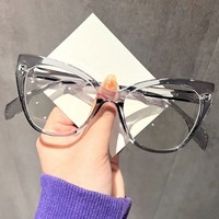 Montures de lunettes optiques œil-de-chat transparentes pour femmes, verres AC, lunettes anti-lumière bleue, anti-rayonnement informatique, visage en forme de losange