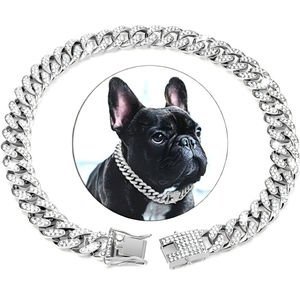 Collar de Perro de Lujo con Cadena de Metal y Diamantes Artificiales, Estilo Cubano Pesado, para Pitbull y Bulldog, Collares Personalizados para Perros - Product Image 2