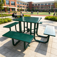 Table et chaises de pique-nique en acier pour l'extérieur, design moderne pour la maison, l'hôpital, le pub, la cour, la salle à manger, l'école, l'hôtel