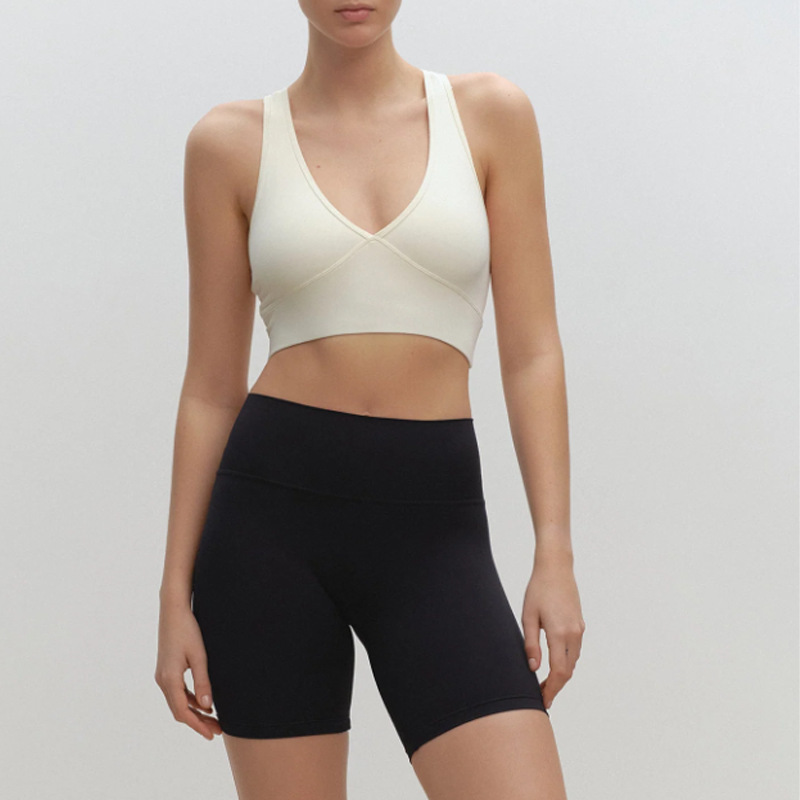 Custom Logo Beautiful Back Gym Yoga Bra Lightweight Deep V Hollow Quick-drying Sports Bra Solid Fitness Running Bra for Woman