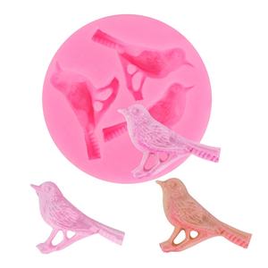 Moule en silicone pour décoration de gâteaux et de fondants, forme ronde 3D, 3 oiseaux de dessin animé identiques : coucou, moineau, <span class=keywords><strong>pie</strong></span> - Product Image 1