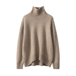 Suéter de cuello alto de Cachemira 100% para mujer, jersey liso informal de alta calidad, Etiqueta Privada, logotipo personalizado hecho en Mongolia para el invierno - Product Image 1