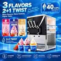 Machine à glace molle auto-pasteurisante professionnelle, machine à yogourt glacé 3 saveurs avec fonction de décongélation rapide