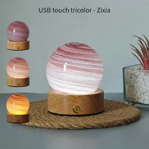 Lámpara de Noche LED Táctil Recargable de Diseño Creativo, Lámpara de Mesa Desmontable de Madera con Pantalla de Globo de Vidrio para Decoración de Dormitorio - Product Image 2