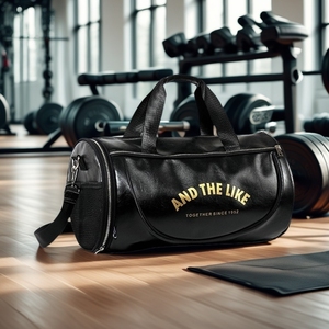 กระเป๋าทรงกระบอกสีดำ18นิ้วออกแบบได้ตามต้องการกันน้ำหนัง PU พร้อมซับในทำจากไนลอนกระเป๋ากีฬา - Product Image 2