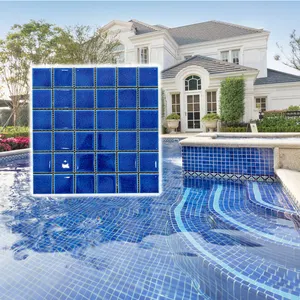 Parete mosaici piscine iridescente piastrelle quadrate di vetro blu mosaico per piscina mosaico bagno