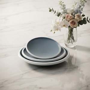 Assiettes à dîner rondes en mélamine, style européen, <span class=keywords><strong>noir</strong></span> et blanc, nouveau style - Product Image 3