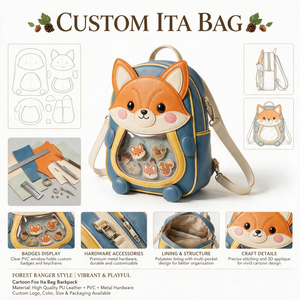 Mochila Ita Bag de Anime con Ventana Transparente de PU Personalizada para Exhibición de Parches Esmaltados, Bolso Bandolera, Bajo MOQ, Fábrica OEM - Product Image 1