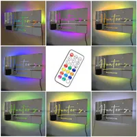 Miroir mural LED moderne personnalisé avec impression UV, rétroéclairage RGB multicolore pour chambre, bar, cadeau d'anniversaire, salon