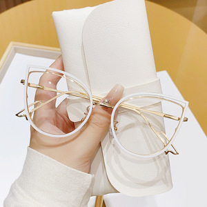 Nouvelles lunettes œil-de-chat pour femmes, best-seller transfrontalier, charnières à ressort, verres personnalisables, look haut de gamme tendance, monture métallique - Product Image 2