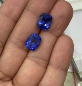 Best Premium Quality Tanzanite Cushion Cut Pair AAAAA Quality Loose <b>Natural</b> <b>Crystal</b> Untreated Lot Ready Jewelry Setting - Product Image 3