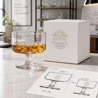 Vente directe fabricant : Verre à pied haut pour thé aux fruits, café, boissons froides, eau, et bol à dessert pour crème glacée