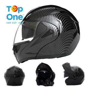TopOne alta calidad seguridad Crash negro adulto fibra de carbono moto casco de motocicleta de cara completa - Product Image 1