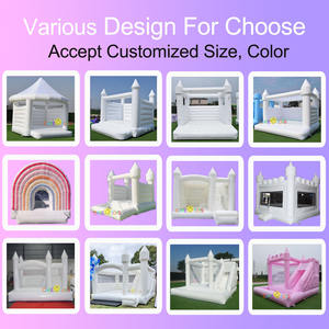 Château <span class=keywords><strong>gonflable</strong></span> blanc pour mariage - Château de saut moderne de luxe, château <span class=keywords><strong>gonflable</strong></span> pastel macaron avec toboggan et fosse à balles - Product Image 3