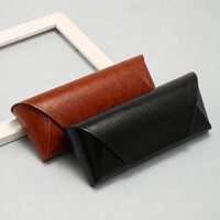 Étui à lunettes rétro en cuir PU, logo personnalisé imprimé, étui à lunettes de soleil, étui à lunettes de vue, design pliable portable pour homme et femme, cadeau