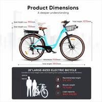 Samebike RS-A07 Büyük Boy 28 İnç 500D 36V 13Ah Lityum Pil Alüminyum Alaşım 6061 Sepetli Elektrikli Şehir Bisikleti