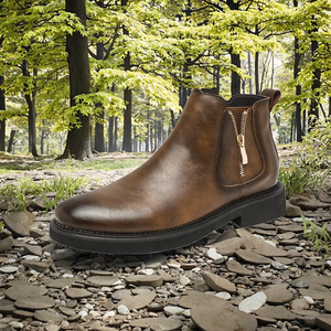 Botines Chelsea de Piel Auténtica Negra para Hombre, Diseño de Moda, Suela EVA Suave y Cómoda, Antideslizante, de Secado Rápido - Product Image 3