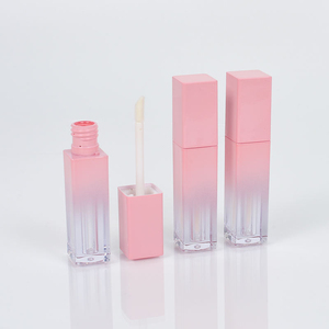 50pcs <b>Custom</b> logo Printing Square 5ml UV Gradient pink Glossy Black Cosmetic Lip Gloss Liquid <b>Lipstick</b> Lip Stain Tube Packaging - Product Image 2