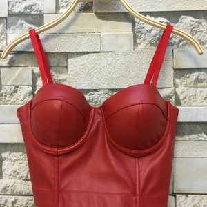 Top bustier court en PU ajustable avec armatures, sexy et tendance pour femmes et jeunes filles - Product Image 1