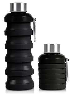 Nhà Máy Bán Buôn Tái Sử Dụng BPA Free Ngoài Trời Có Thể Gập Lại Silicone Ráp Travel Chai Nước