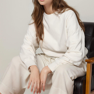 Fabricantes de ropa personalizado otoño nuevo Color sólido 430 gramos cuello sudadera suelta de gran tamaño Unisex manga larga - Product Image 1