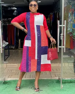 2023 весеннее женское платье в нигерийском стиле со складками и длинными рукавами