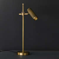 Lampe de bureau réglable en cuivre, lampe de lecture de chevet, mince, blanc chaud 3000K, pour chambre à coucher, bureau, hôtel