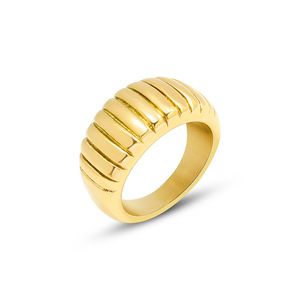 Minimalist Tarnish Free Chunky <b>Rings</b> Classic PVD Gold Plated <b>Stainless</b> <b>Steel</b> Textured <b>Ring</b> <b>for</b> <b>Women</b> Wholesale Jewelry - Product Image 3