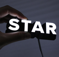 YIJIAO Lettres en acrylique 3D personnalisées à LED éclairées par l'avant, logo biseauté lumineux, mini-enseigne pour magasin, bureau, bâtiment, mur