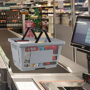 Hookei Two Handles Wholesale Supermarket Shopping <b>Baskets</b> 28L <b>Baskets</b> Multiple Color Available Support Logo Printing - Product Image 4
