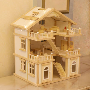 Meubles mignons de Style nordique pour grands enfants, bricolage américain 3D Puzzle en bois fait à la main maison de poupée jouer à l'intérieur de la maison pour enfants - Product Image 2