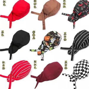 Gorro de Chef para Restaurante, Estilo Pirata, Color Sólido, Secado Rápido, Parte Superior Plana, Unisex, Uniforme - Product Image 1