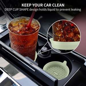 Sous-verre moderne et écologique réutilisable pour porte-gobelet de voiture, tapis antidérapant en silicone pour porte-boissons de véhicule, console auto étanche - Product Image 3