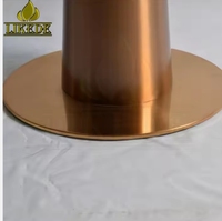 Socle de table rond luxueux à double colonne en fer blanc avec revêtement en poudre et piédestal brossé en acier inoxydable or rose