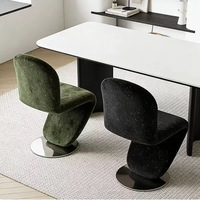 Chaise pivotante ergonomique moderne en acier inoxydable de luxe italien, dossier de forme spéciale, pour la maison, la salle à manger, la chambre
