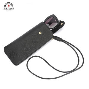 Étui à lunettes élégant en cuir véritable, portable, avec cordon de suspension, multifonctionnel, étui de rangement pour lunettes, manchons - Product Image 5